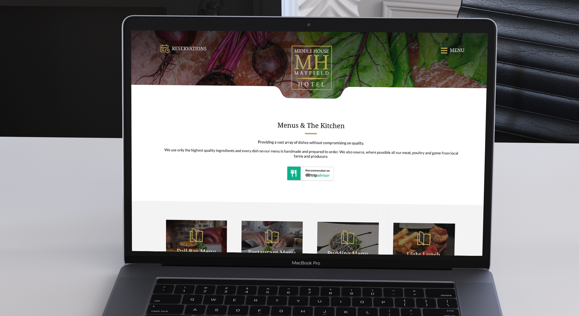 pub menu website design